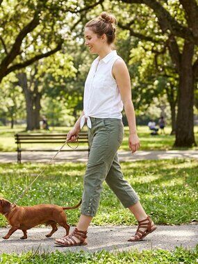 Democracy Womens Capri Cargo Pants 6 Olive green Stretch